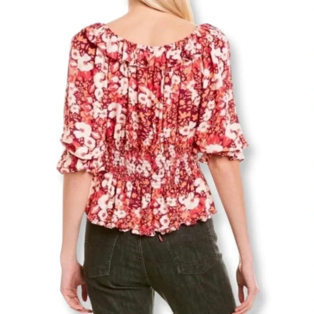 Free People Sweet Memories XS Blouse Floral Boho Feminine